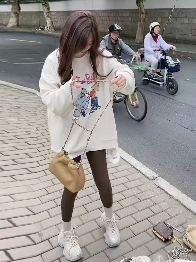 薄款華棉牛奶絲 加絨華棉銀狐絨 圓領印花衛衣女情侶質量