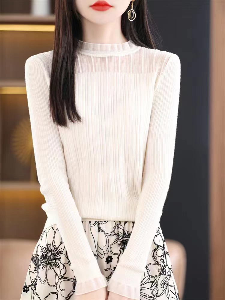 法式獨特别致小上衣蕾絲打底衫女內搭半高領洋氣針織衫