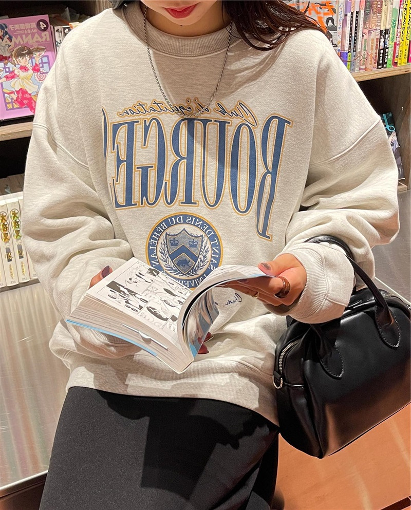 原宿BF加絨加厚套頭圓領衛衣女學生鹽系寬鬆上衣秋冬季外套慵懶風
