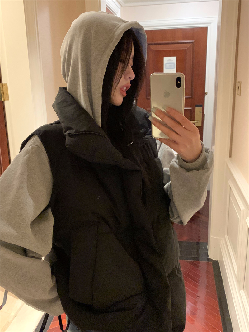 實拍 套裝女連帽加厚衛衣+棉衣棉服馬甲外套時尚兩件套