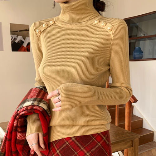 实拍#堆堆高领打底衫女冬季保暖毛衣设计感上衣长袖针织衫