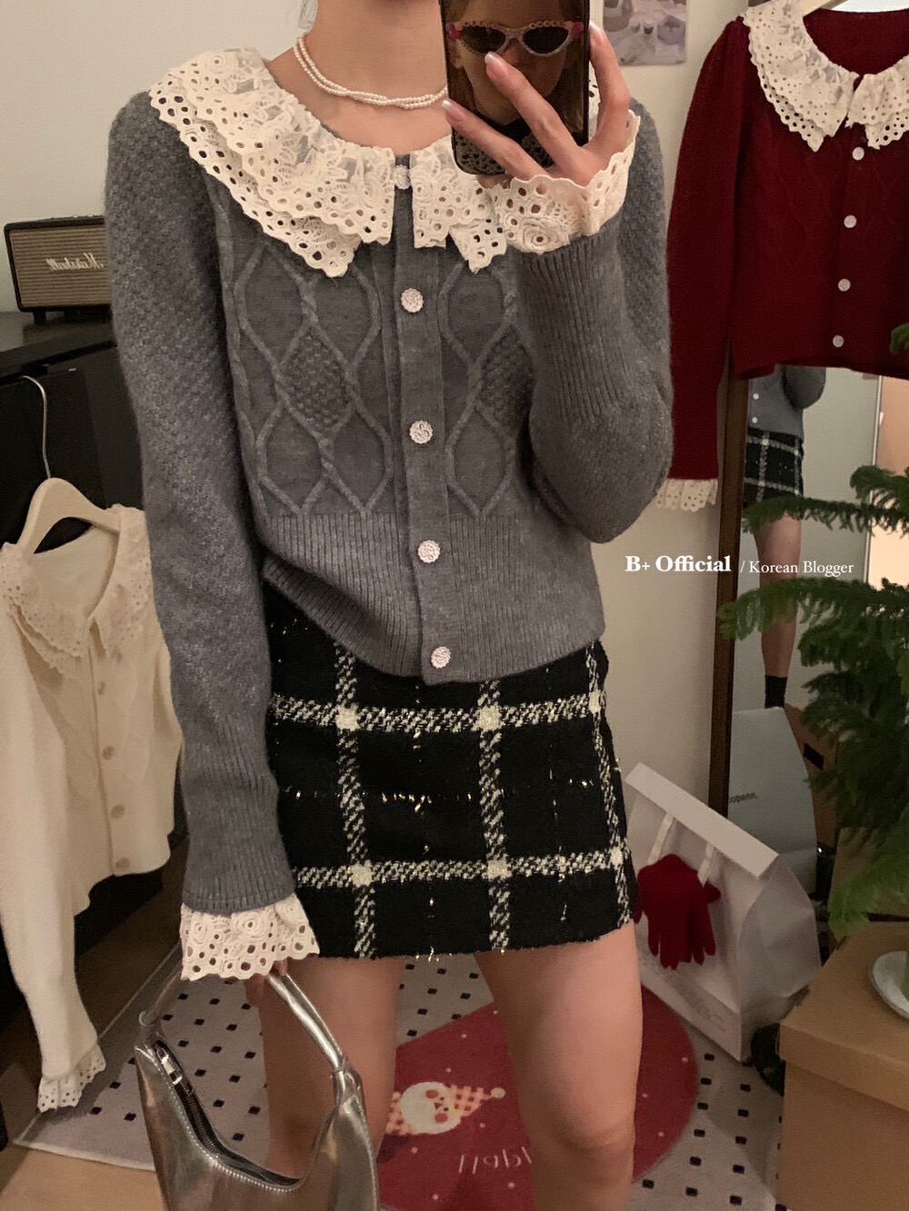 French twist knitted cardigan autumn and winter new women's double-collar lazy style single-breasted sweater jacket