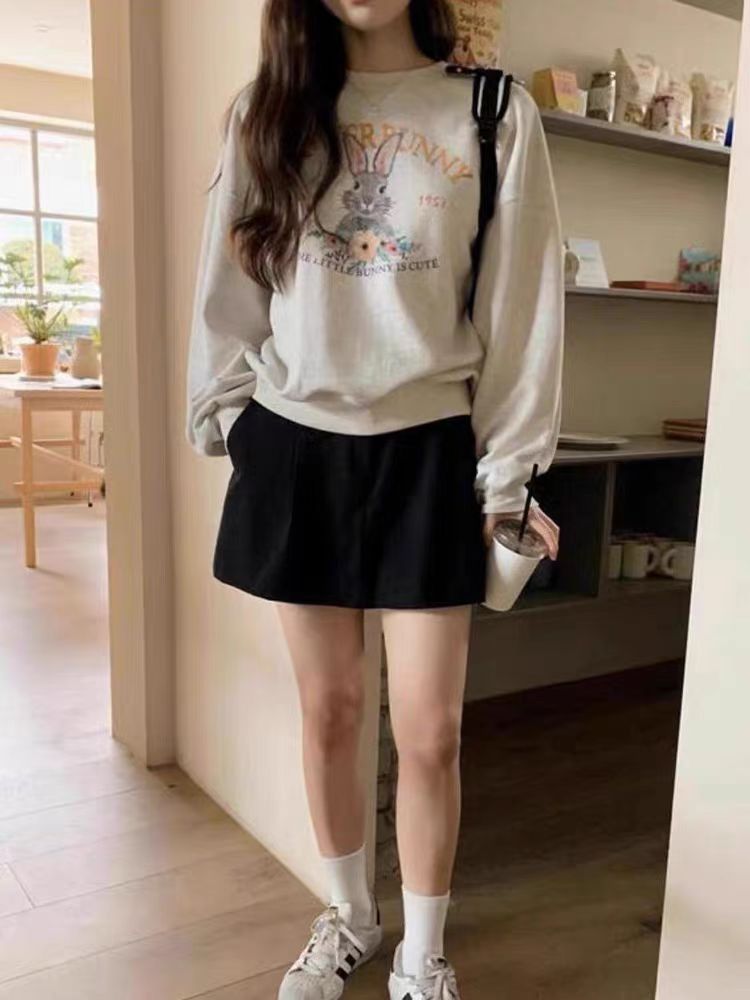 薄款華棉牛奶絲 加絨華棉銀狐絨 圓領印花衛衣女情侶質量