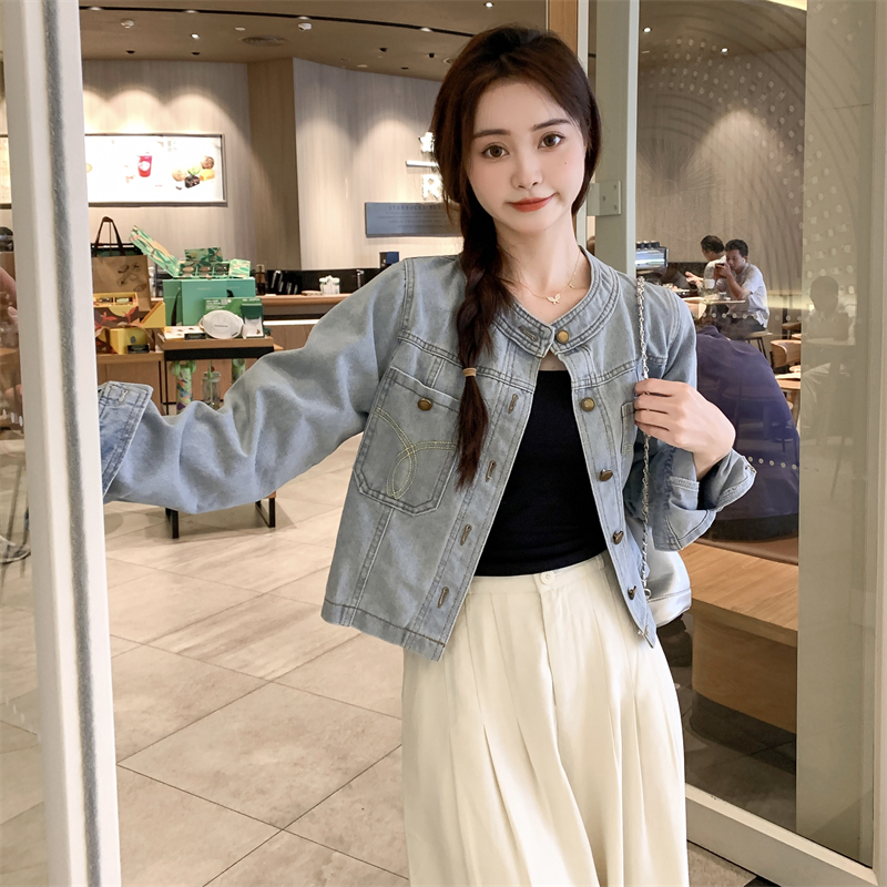 2024春裝新款實拍大碼女裝小個子短款牛仔外套顯瘦上衣S-5XL200斤