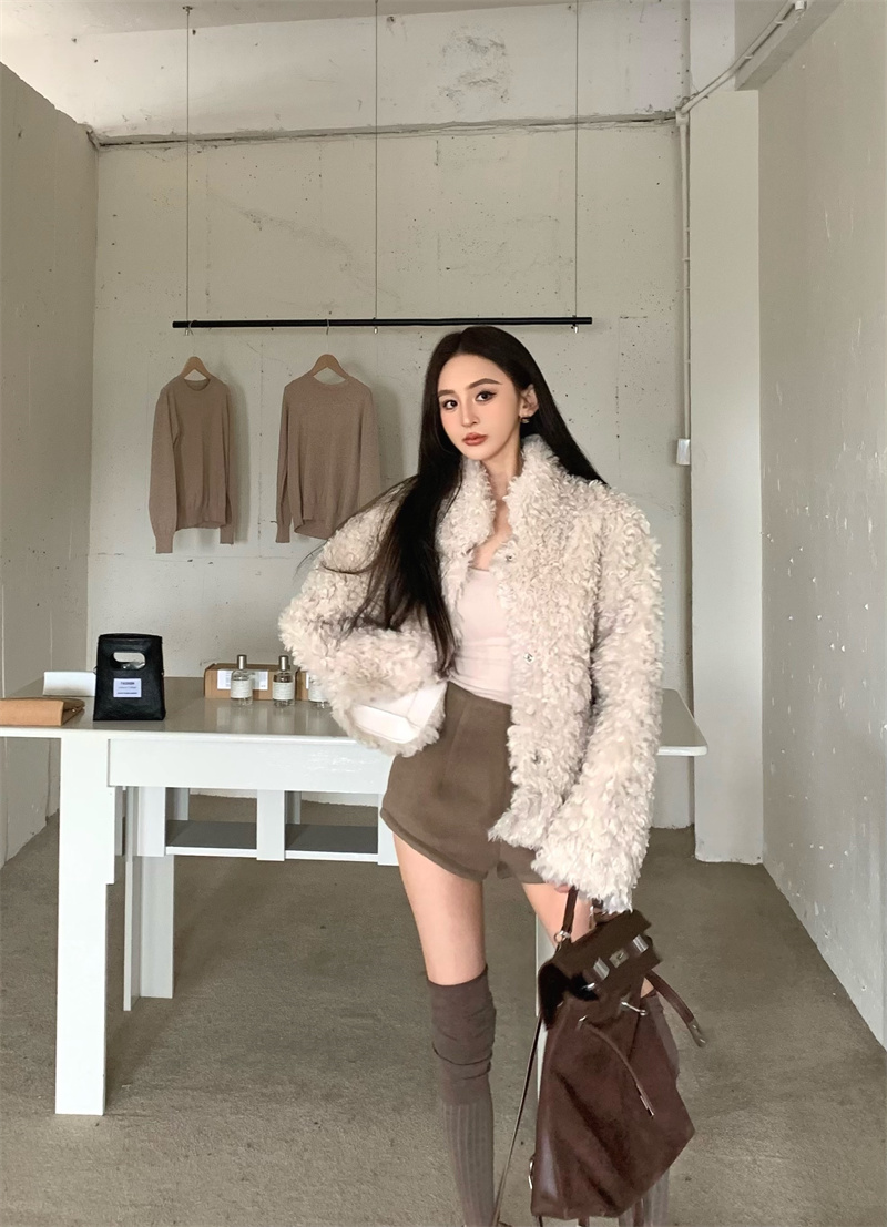 實拍  韓版美式寬鬆高級感顯瘦毛毛泰迪外套