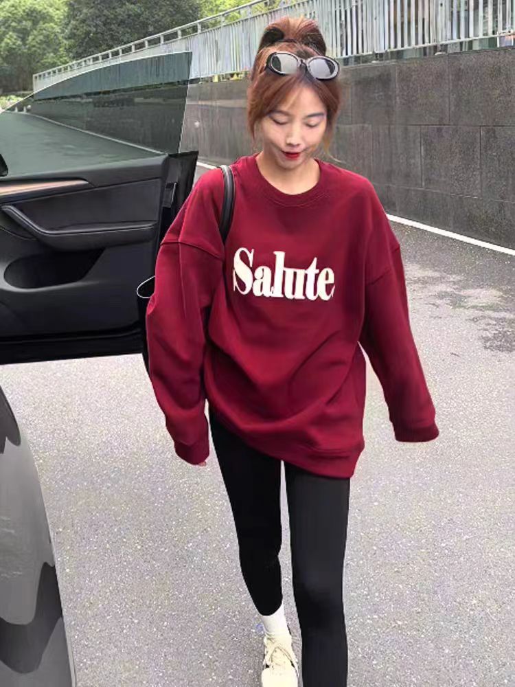 薄款華棉牛奶絲 加絨華棉銀狐絨 圓領印花衛衣女情侶質量