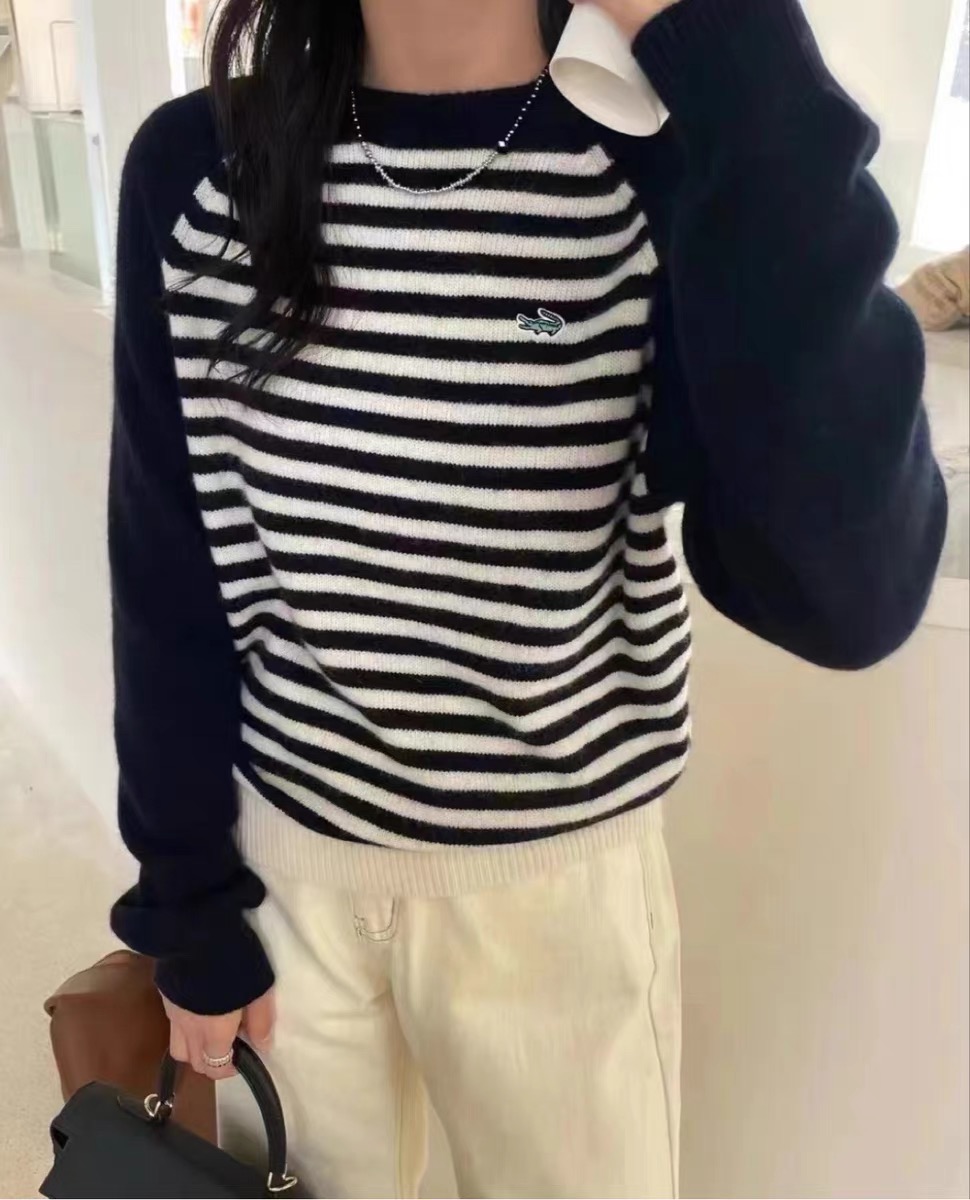 撞色浣熊絨套頭毛衣女秋冬冬季加厚高級感圓領內搭針織打底衫
