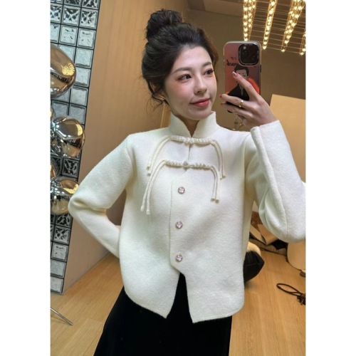 New Chinese style tassel button-down cardigan sweater with western style design  winter new