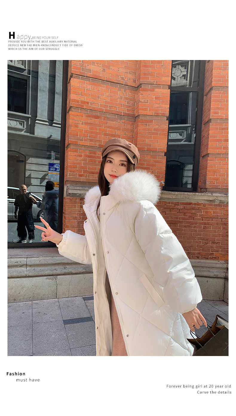 實拍大毛領棉服女外套韓版中長款麵包服寬鬆羽絨棉衣