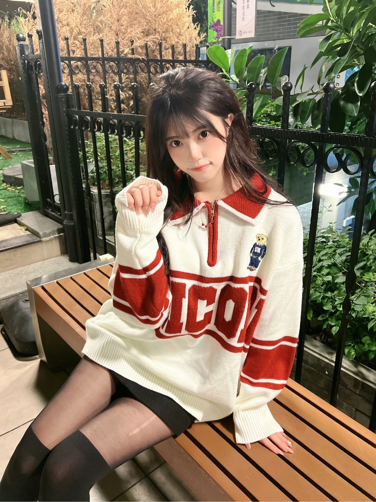 美式慵懶風Polo針織衫毛衣女翻領寬鬆秋季設計感撞色休閒外套上衣
