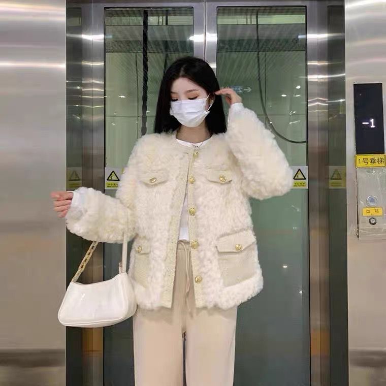 Women's 2023 new trendy brand lamb wool small fragrance plus velvet thickened fur coat for women autumn and winter fur Korean style