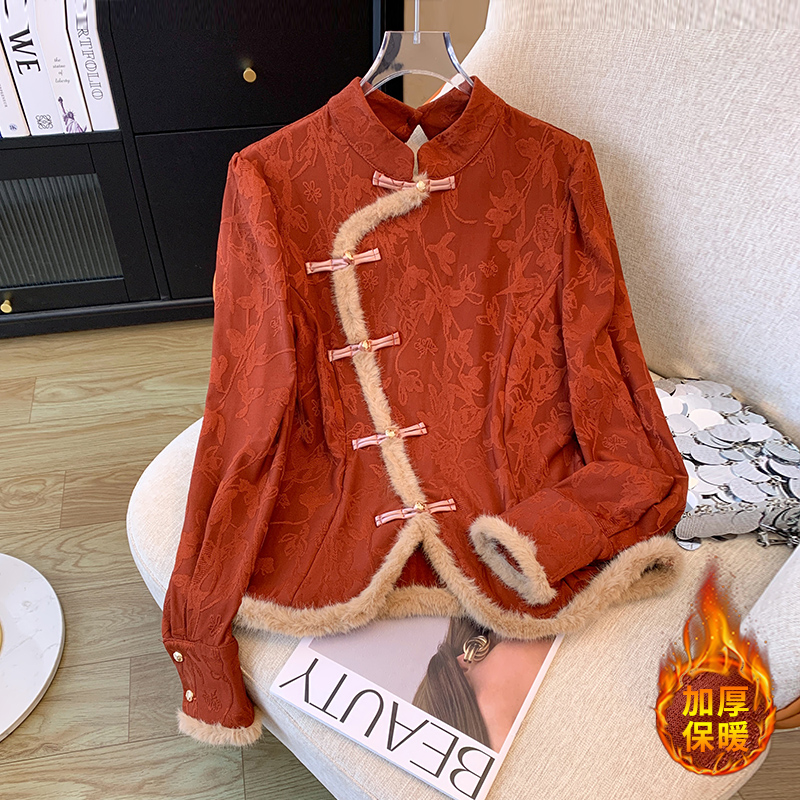 Retro Chinese style niche new Chinese design temperament coat women's autumn and winter casual slim short Tang suit top