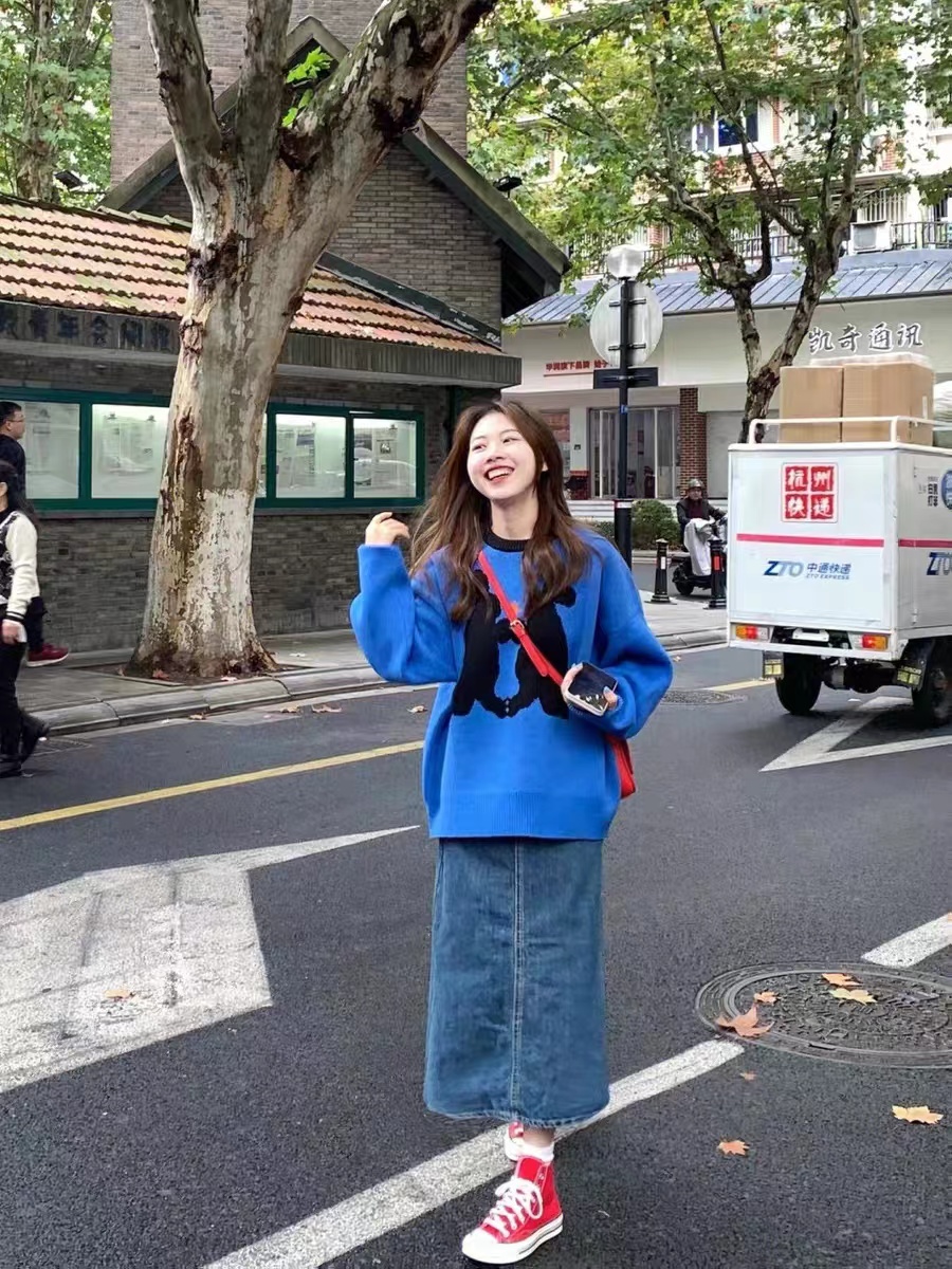 妒紗秋冬韓系學院風趣味卡通兔子提花可愛減齡寬鬆保暖針織衫