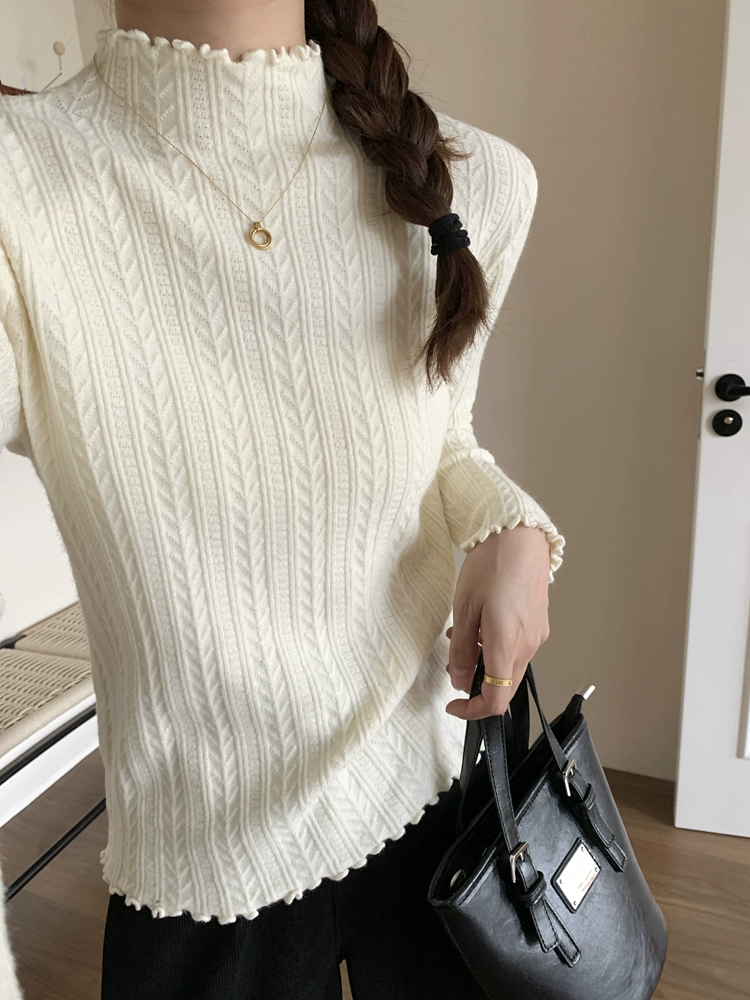 半高領打底衫女秋冬季2023新款設計感修身顯瘦內搭針織衫長袖上衣
