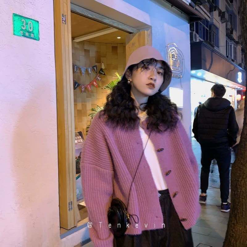 秋冬慵懶百搭韓版針織毛衣開衫女寬鬆外穿外套短款洋氣加厚