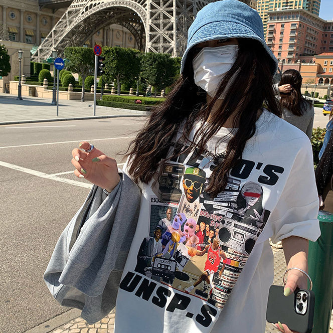 天貓質量 韓版純棉短袖T恤女2024年夏寬鬆潮牌印花上衣