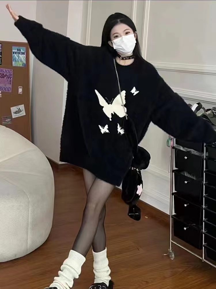 慵懶風寬鬆毛衣女秋季2023年新款設計感小眾休閒百搭套頭圓領上衣