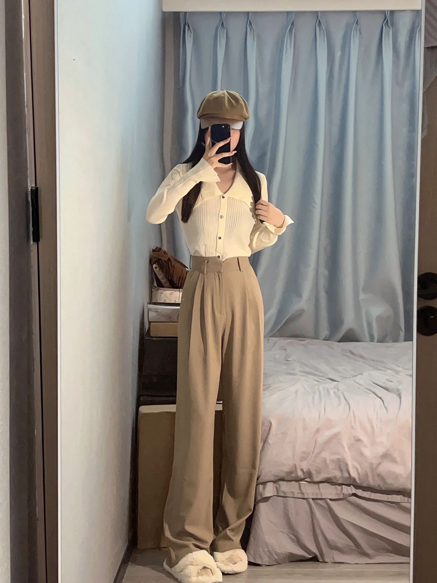 法式翻領修身針織開衫外套女秋冬氣質溫柔內搭軟糯毛衣打底衫上衣