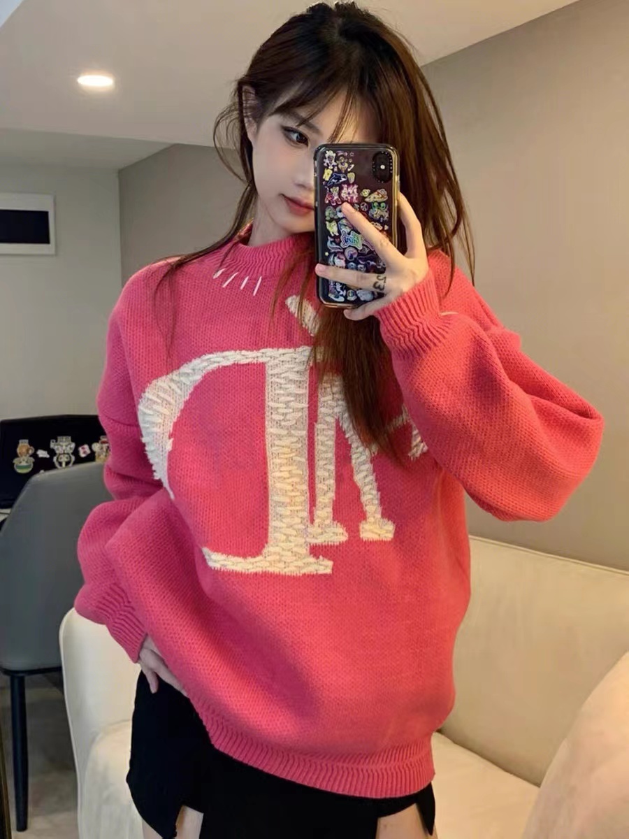 高級感超好看的毛衣女oversize慵懶風粉色奶系穿搭早秋chic上衣冬