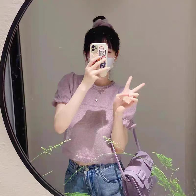 立旭高級感洋氣女裝正肩短袖t恤小個子鹽系穿搭短款輕熟上衣ins潮