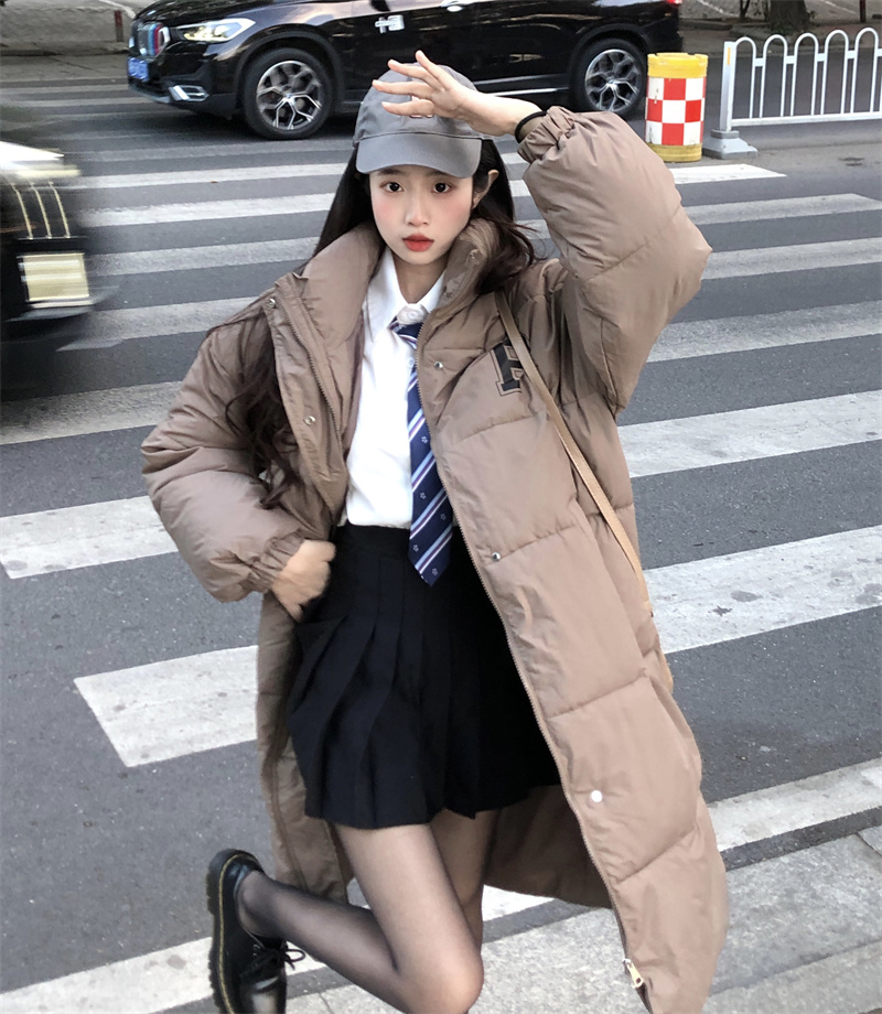 實拍 冬中長款羽絨棉服女2023新款小眾設計感棉衣中長款棉襖外套