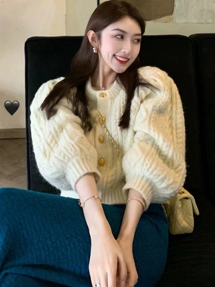 2023新款百搭慵懶風針織開衫女早秋季溫柔風軟糯毛衣外套時尚上衣