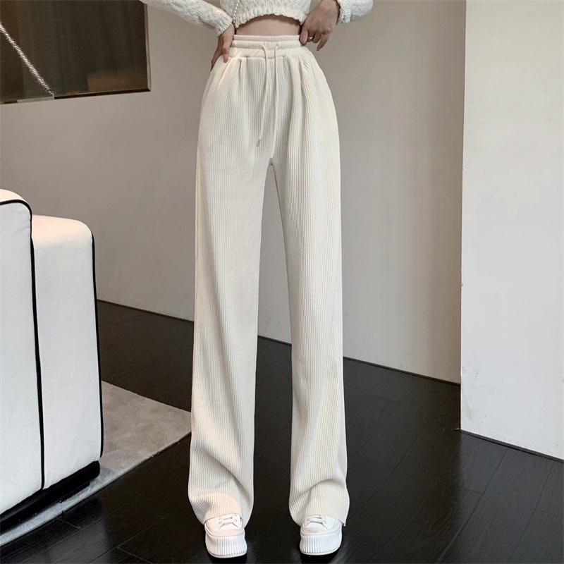 Real shot!  !  Thickened corduroy straight pants, winter high-waisted retro casual chenille trousers, wide-leg pants