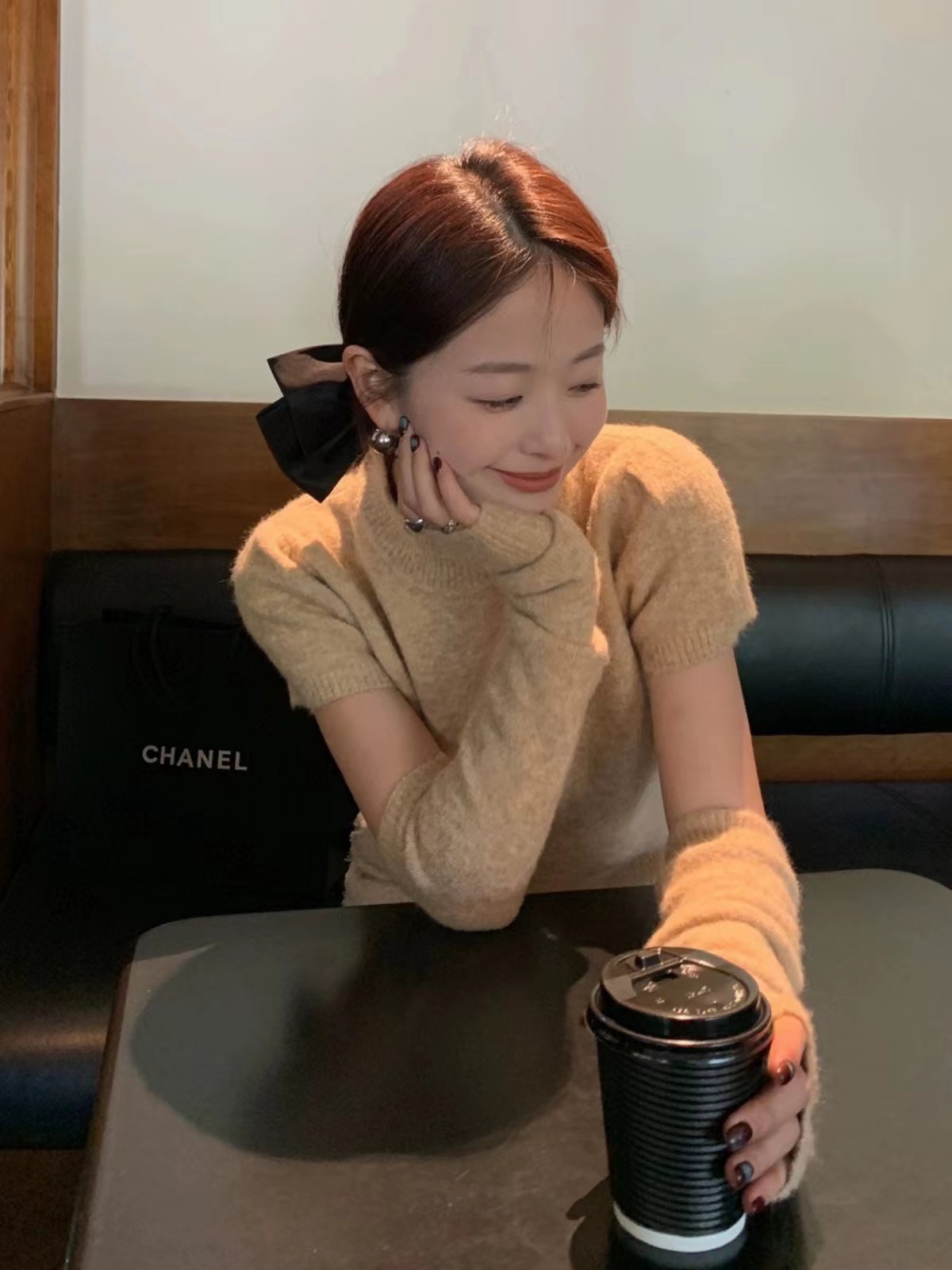 NEW OPEN 23冬季款修身流行半高領套頭短款袖套毛衣女