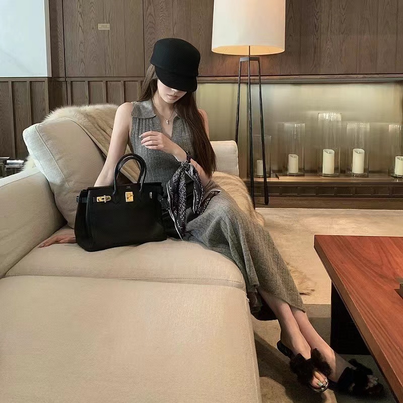 Wuuus東京千代田姐姐polo領針織連衣裙女秋冬翻領打底裙子
