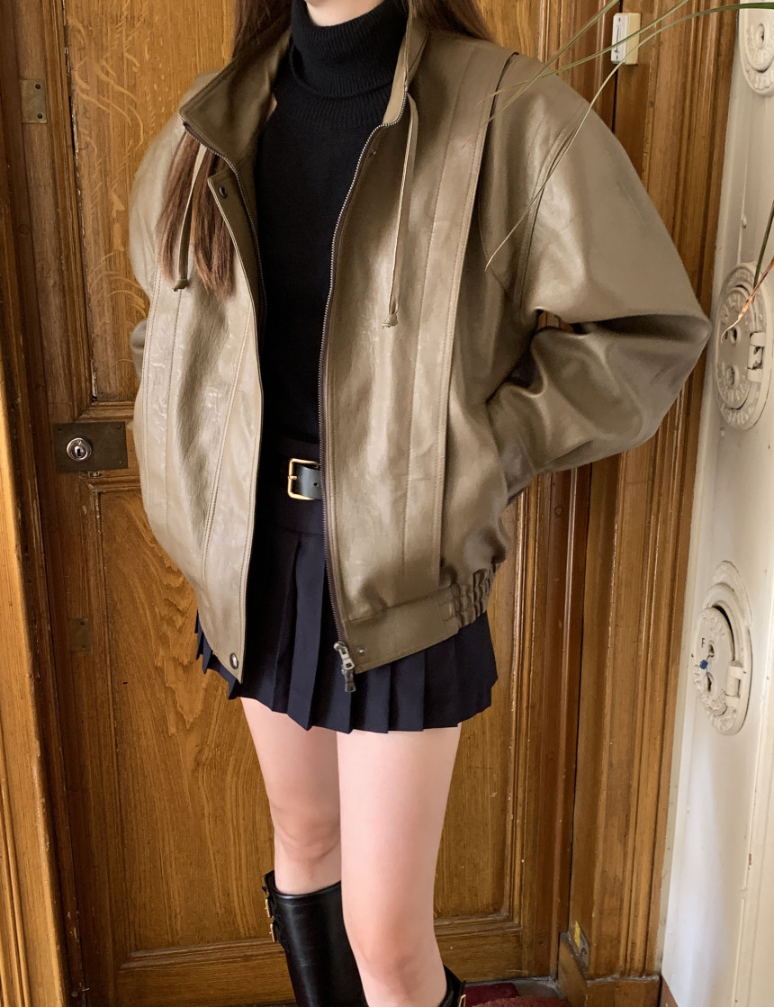 Size update Korean chic new loose casual leather jacket women's simple unisex jacket cardigan