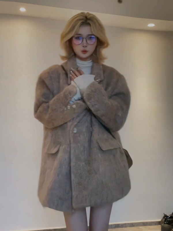 章魚哥同款仿羊絨毛呢子老錢風西裝大衣外套小香風高級感女裝秋冬