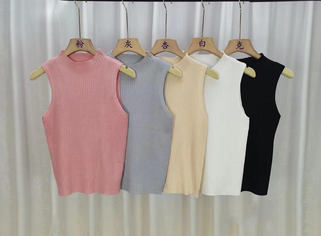 New design, fashionable and stylish half-high collar pit strip slim vest