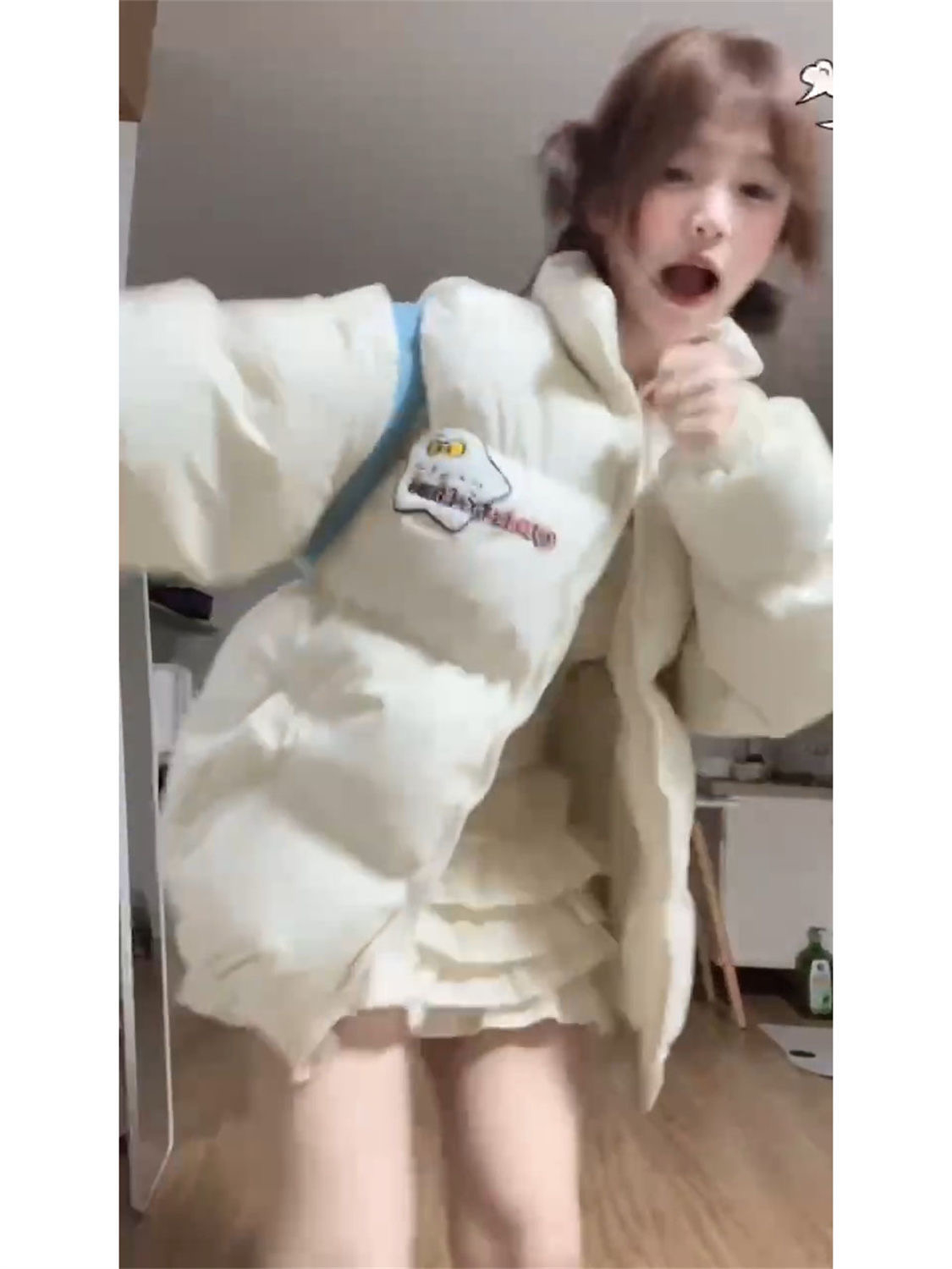 秋冬棉衣美式高街立體毛巾繡M貓情侶棉服外套寬鬆冬季