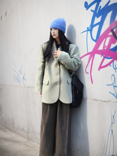 Yuhe yuhee/light mint green woolen suit. My favorite high-end autumn and winter coat for women.