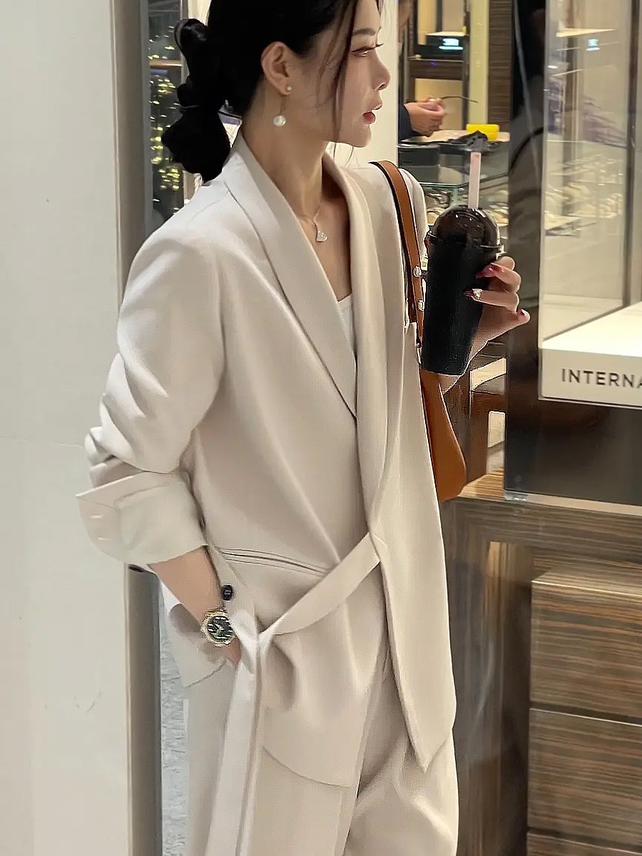 春秋新款2024韓版西裝外套顯瘦休閒闊腿西服網紅兩件套