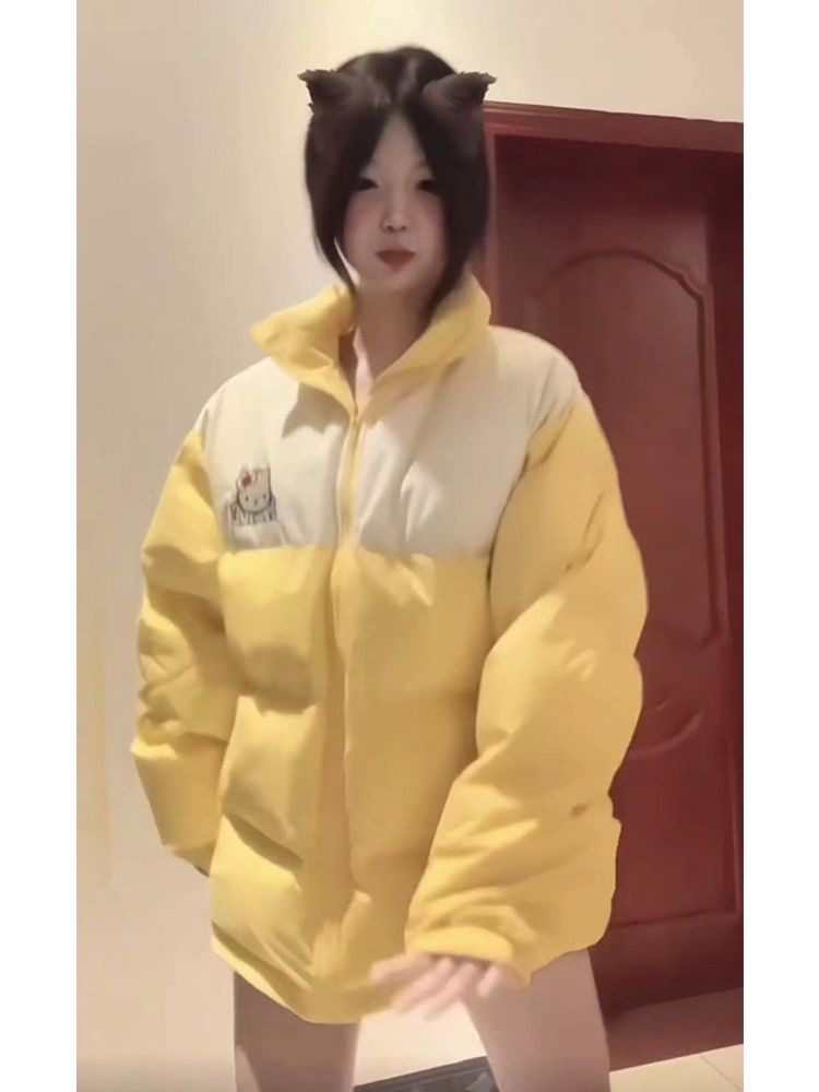學院風甜美可愛加厚保暖hellokitty棉服外套女冬季寬鬆