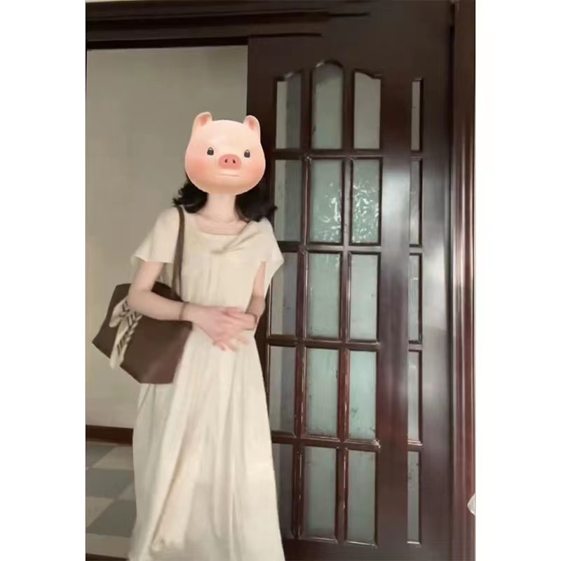 大碼法式高級感寬鬆梨形身材雪紡連衣裙小眾設計感女裝夏季長裙子