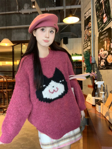 Real shot of cats~Autumn and winter Korean chic cute cats warm sweaters and sweaters