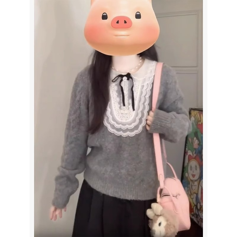 綿羊絨質量2023高級感復古慵懶風寬鬆顯瘦毛衣女
