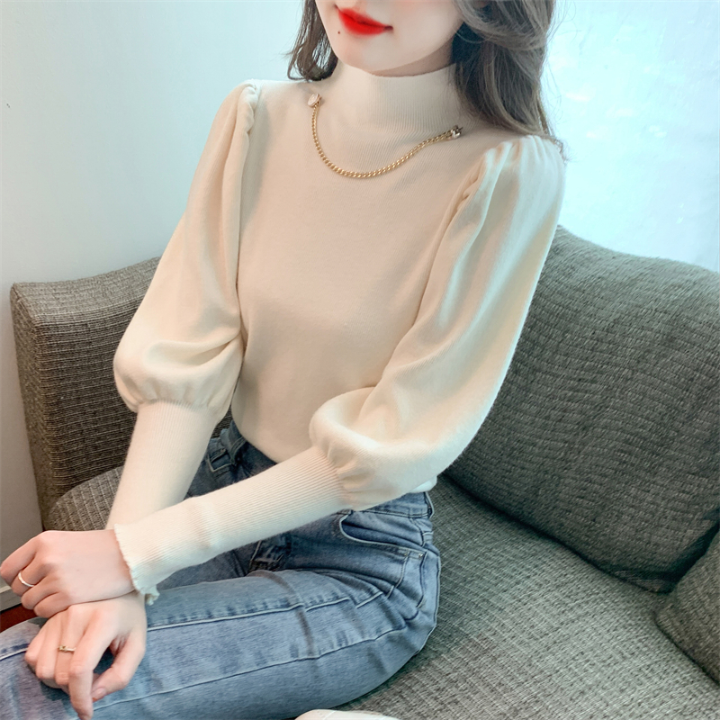 秋裝2023年新款高級感內搭打底衫女上衣毛衣女士別致小衫洋氣秋冬