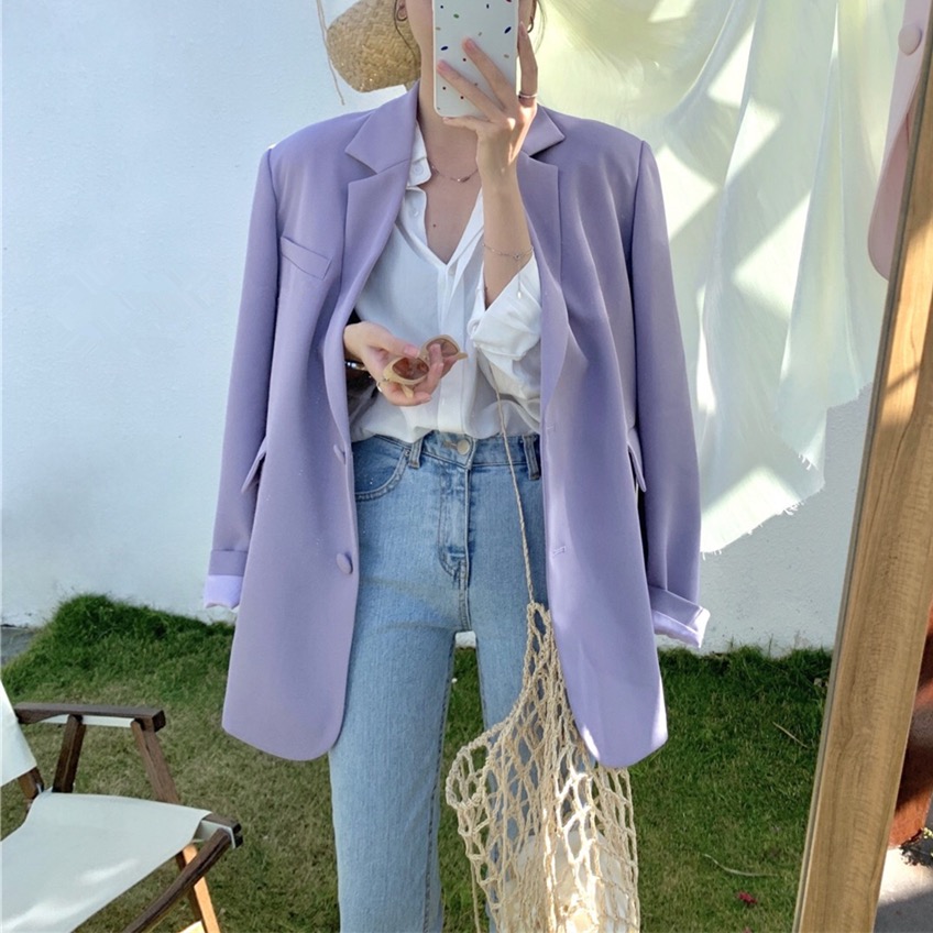Korean version of the new 2024 spring and autumn Korean style ins style loose mint green suit jacket for women