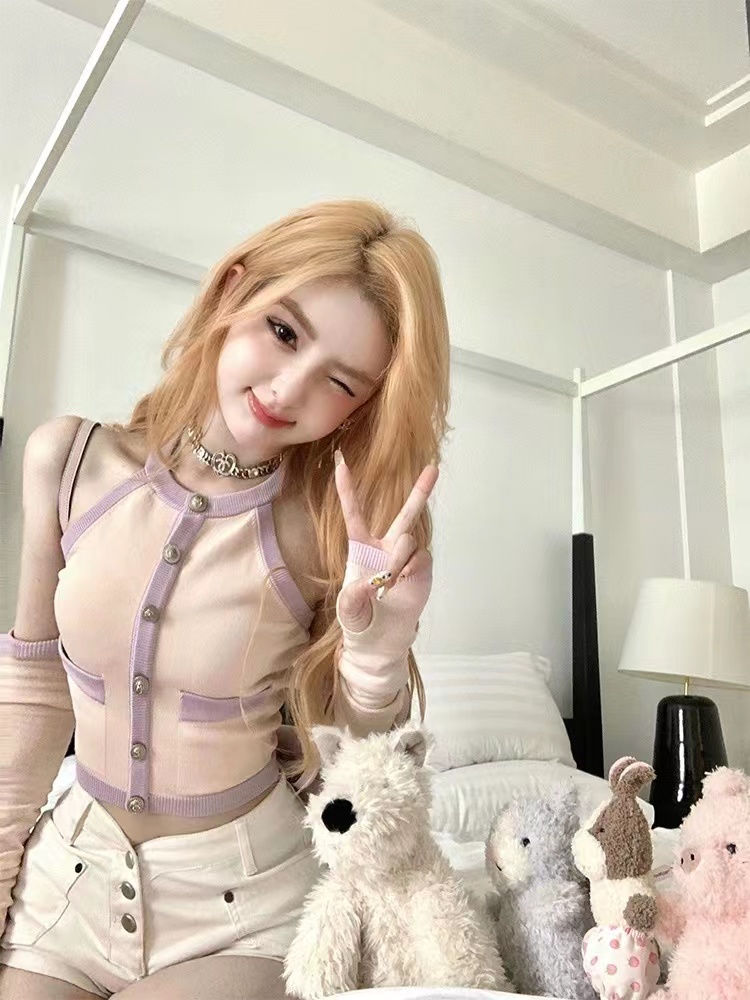 DoggyQin 妮妮的私服/減齡法則針織背心女薄款夏季修身百搭上衣