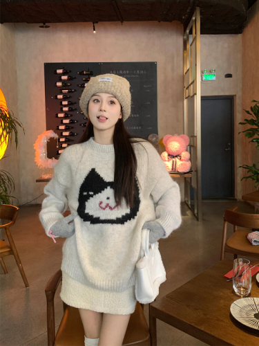 Real shot of cats~Autumn and winter Korean chic cute cats warm sweaters and sweaters