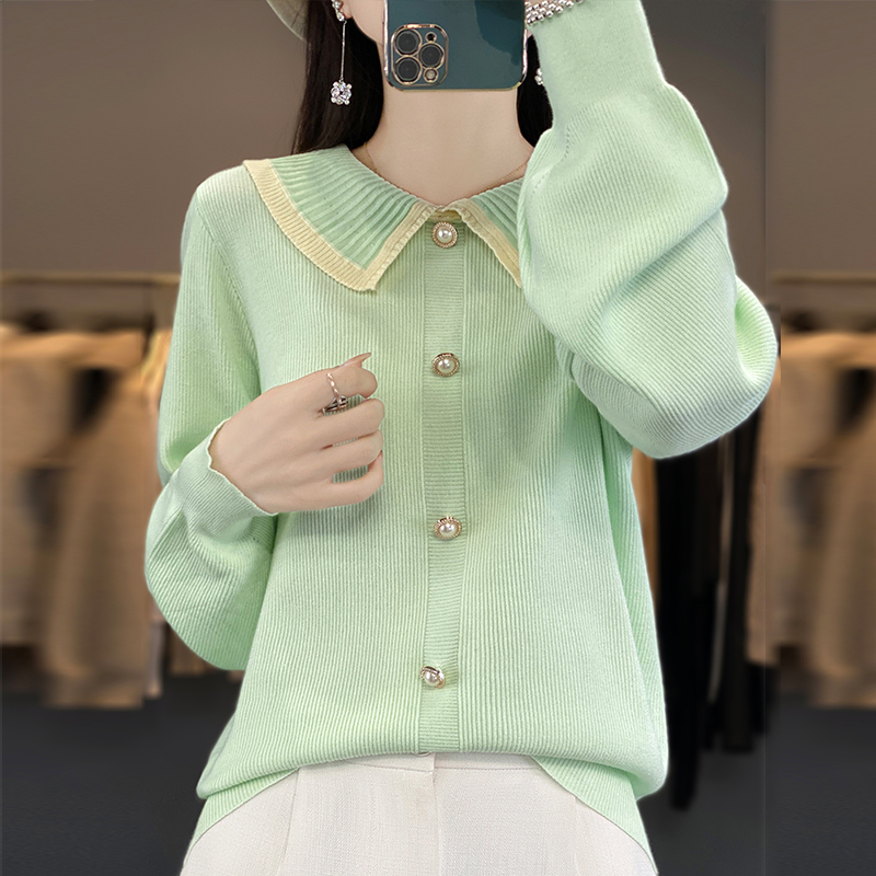 實拍！實拍！有大圖！2024春秋冬新款POLO領針織衫女士毛衣女