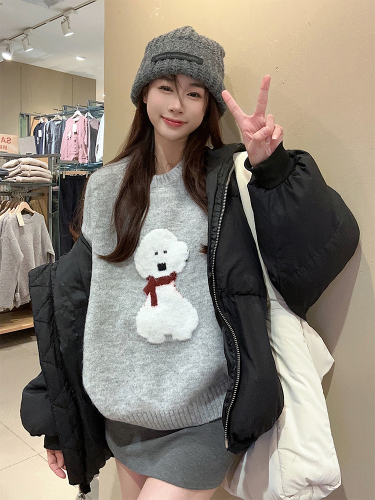 Real shot of cute puppy~Autumn and winter Korean chic simple puppy warm sweater and sweater
