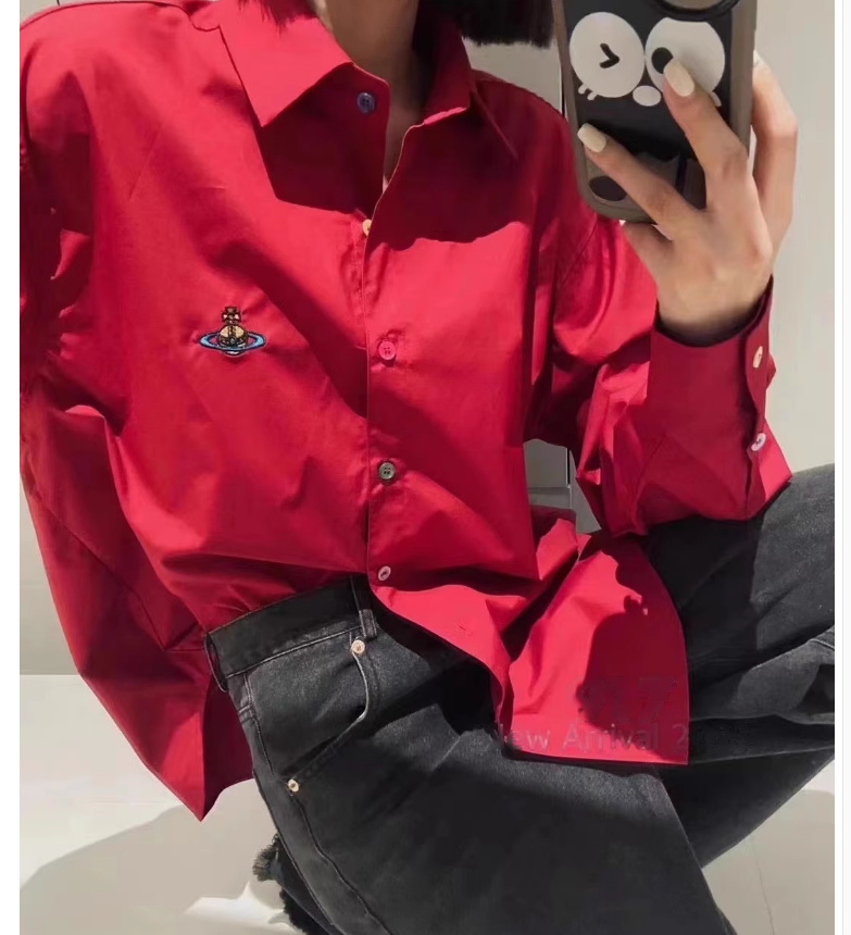重工刺繡設計感襯衫女歐洲站2024早春新款洋氣長袖寬鬆休閒上衣潮