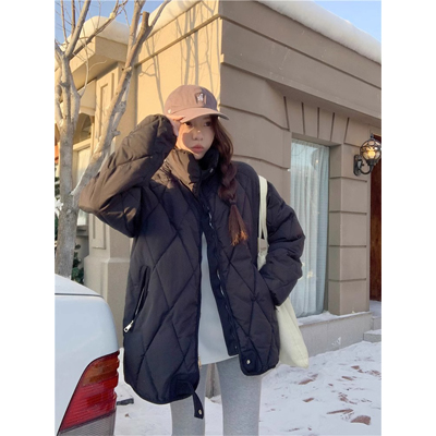 oversize retro stand collar cotton jacket for women 2023 winter new casual design niche loose cotton jacket