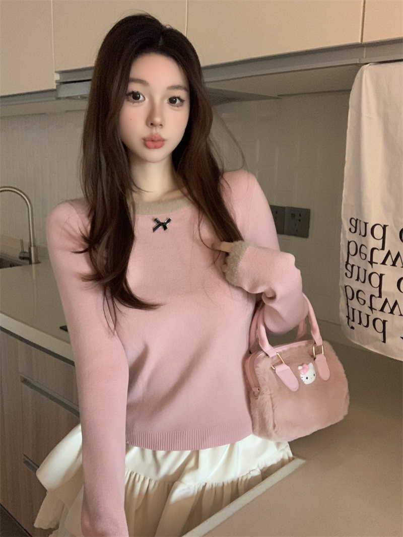 實拍  短款毛衣女秋冬新款慵懶風高級感超好看內搭套頭針織衫