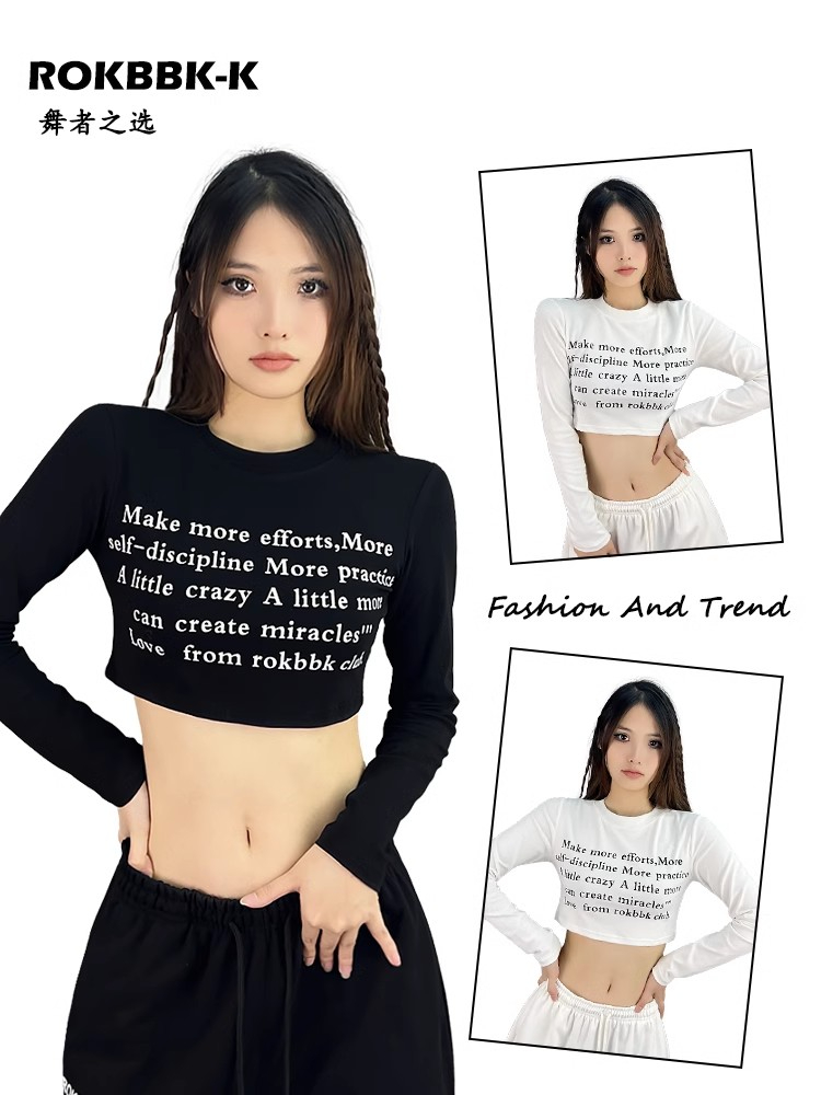 ROKBBK－K/Bhan Street Dance Fashion Brand American Hot Girl Short Long Sleeve Dress Top Jazz Dance Jazz Women's Clothing