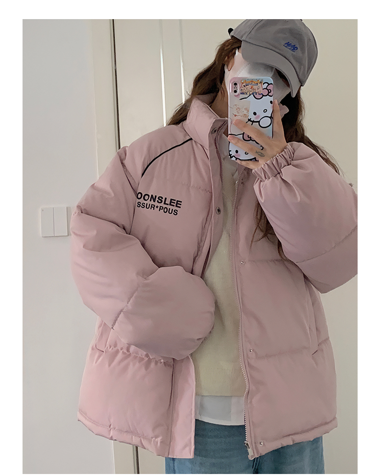 New style down cotton coat Korean style stand collar loose internet celebrity Hong Kong style thickened warm cotton coat